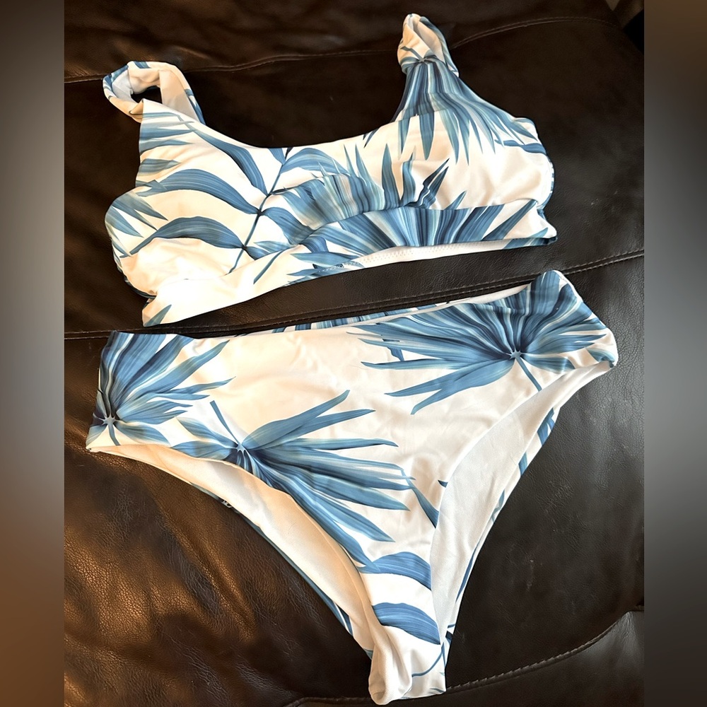 Brand New High-Waisted Tropical Bikini Bathing Suit - Large